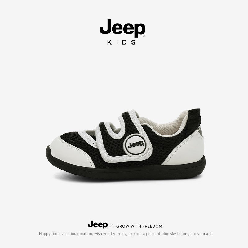 Jeep Kidsren'S Shoes Baby Toddler Shoes Girls 0-1-3-7 Years Old White Shoes Lightweight Square Shoes Soft Sole Non-Slip Cloth Shoes - Image 1