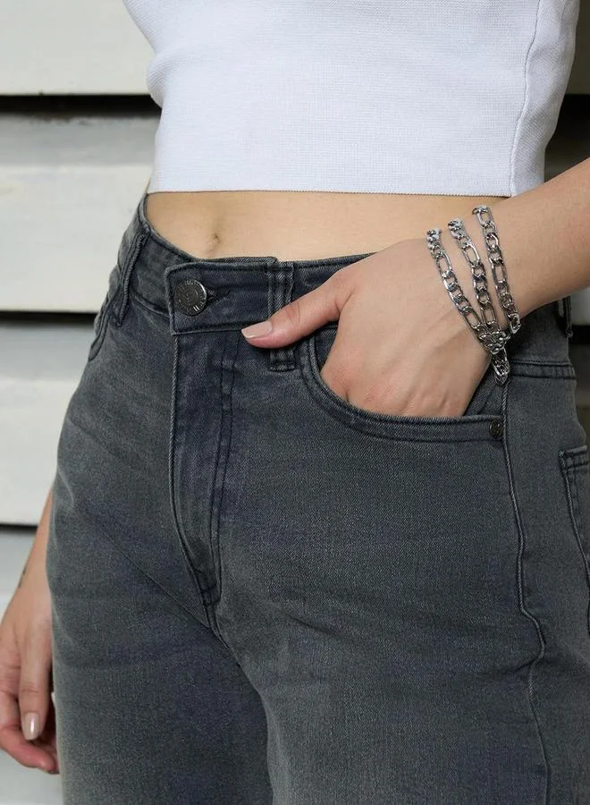 HIGH STAR High Rise Faded Regular Fit Jeans by Styli