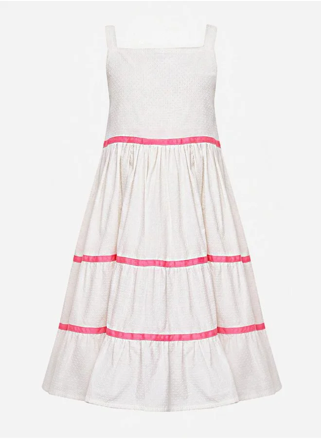 Styli Sleeveless Dobby Tiered Dress