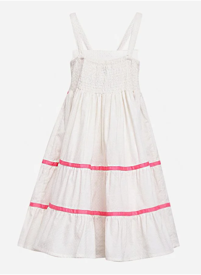 Styli Sleeveless Dobby Tiered Dress