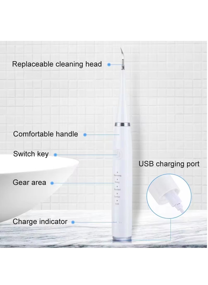 ABJ Rechargeable Electric Teeth Cleaner Kit - 2 Electric Toothbrush Heads + 1 Plaque Care Tip – Teeth Cleaning & Whitening Set for Home Use – Gentle Oral Hygiene Tool (White)  - Image 4