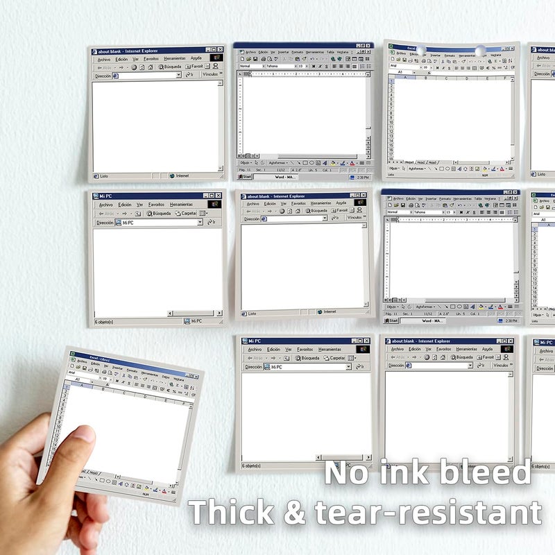 RAINBAM Retro Interfaces 4Pads/200 Sheets 3x3in Sticky Notes Set, Vintage Memo Pads with High-Adhesive, Reusable Tearable Post it Notes for Journal Planners Office School Home, Bulk Stationery Gift - Image 4