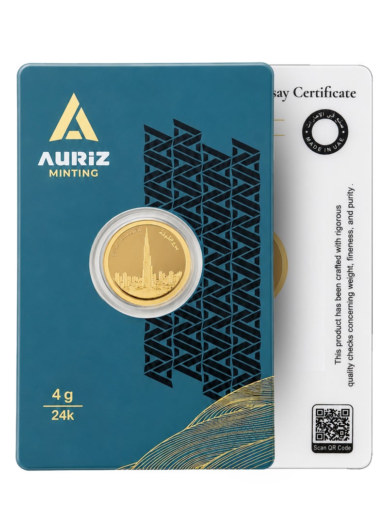 AURIZ MINTING Rizan Jewellery – Auriz Minting 4GRM 24K Pure Gold Coin  Burj Khalifa Design  999 Fine Gold - Image 5