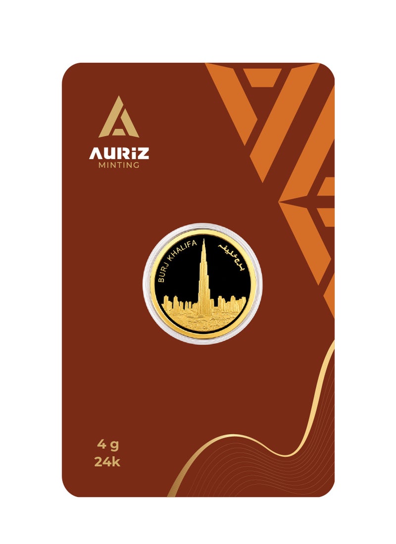AURIZ MINTING Rizan Jewellery – Auriz Minting 4GRM 24K Pure Gold Coin  Burj Khalifa Design  999 Fine Gold - Image 1