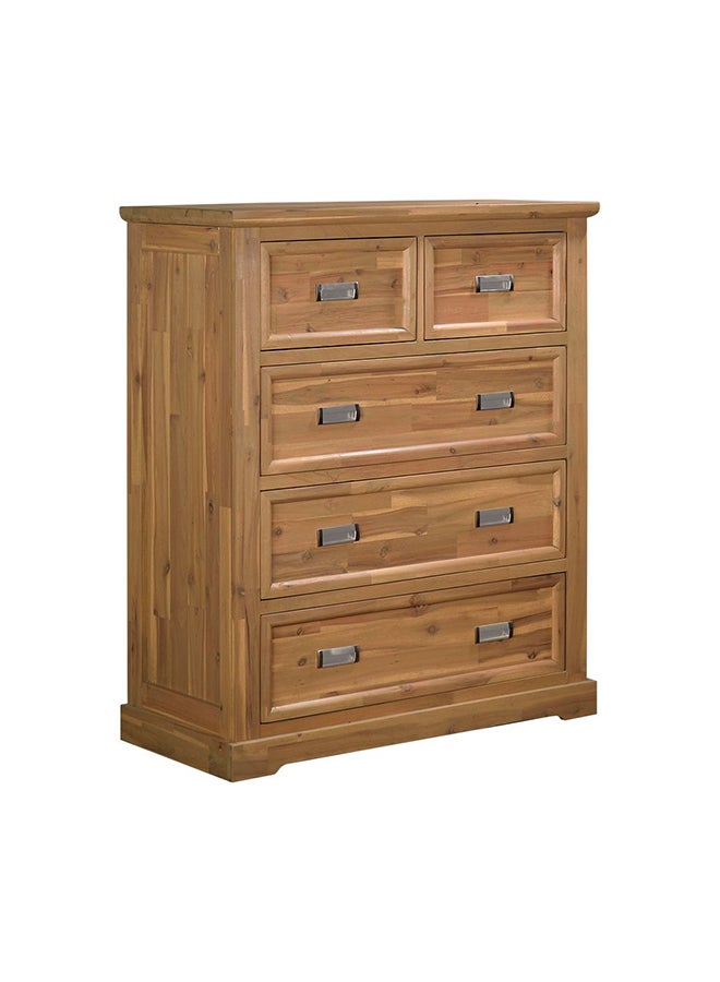 DANUBE HOME صدر خشبي صلب من كانتربري مكون من 5 أدراج - أثاث تخزين لغرفة النوم باللون البني والرمادي - صدر أدراج متعدد الألوان لتنظيم غرفة النوم - تصميم خشبي صلب متين - ضمان لمدة 2 سنة