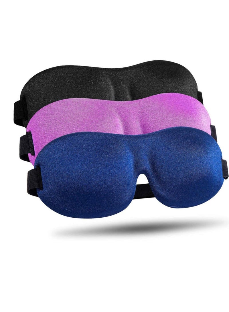 Sleep Mask for Side Sleeper 3 Pack, 100% Blackout 3D Eye Mask for Sleeping, Night Blindfold for Men Women