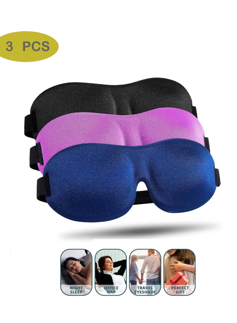 Sleep Mask for Side Sleeper 3 Pack, 100% Blackout 3D Eye Mask for Sleeping, Night Blindfold for Men Women
