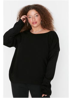 Black Cross-Tape Detail Knitwear Sweater at the Back.