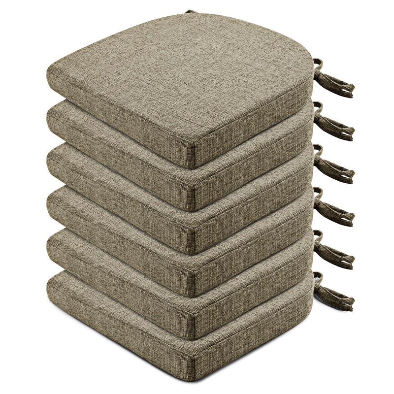 Wellsin Chair Cushions for Dining Chairs 6 Pack  Kitchen Chair Cushions with Ties and NonSlip Backing  Dining Chair Pads 16X16X2 Khaki
