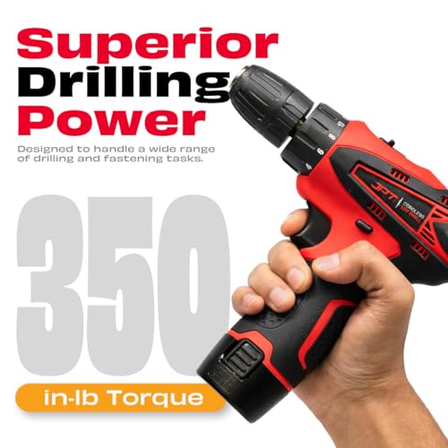 JPT 12-volt Multi-Tasking 3/8-inch Keyless Chuck Cordless Drill Machine | 24 Nm Torque | 1350 RPM Speed | 2 Speed Gear | 18+1 Clutch | 1500mAh Battery | Fast Charger | - Image 5