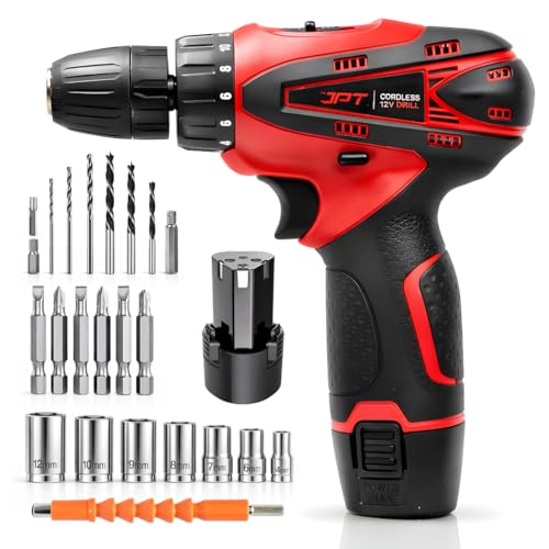 JPT 12-volt Multi-Tasking 3/8-inch Keyless Chuck Cordless Drill Machine | 24 Nm Torque | 1350 RPM Speed | 2 Speed Gear | 18+1 Clutch | 1500mAh Battery | Fast Charger | - Image 2