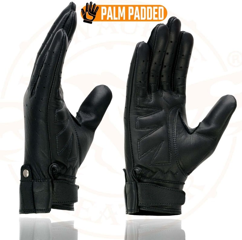 Milwaukee Leather MG7710 Women's Black Perforated Leather Gel Palm Motorcycle Gloves - Image 5