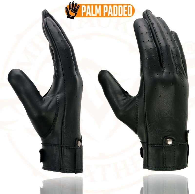 Milwaukee Leather MG7710 Women's Black Perforated Leather Gel Palm Motorcycle Gloves - Image 2
