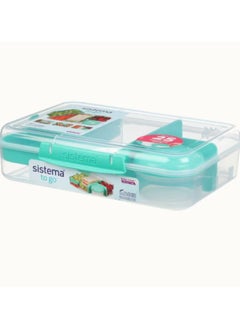 sistema Sistema® Bento Create To Go™ 6-Cup Food Storage Container Bento Box with Lid and Divider, Minty Teal  - Image 1