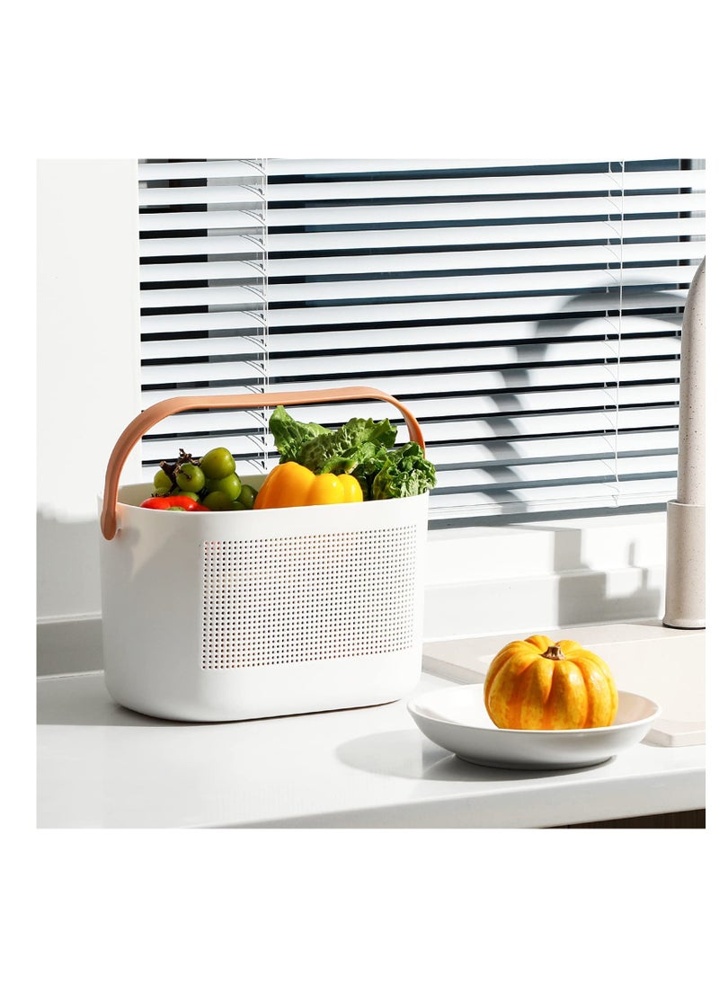 Excefore - Plastic Shower Caddy Basket with Handles, Portable Small Shower Caddy, Suitable for Bathroom, College Dorm, Kitchen, Bedroom (Yellow) - Image 1