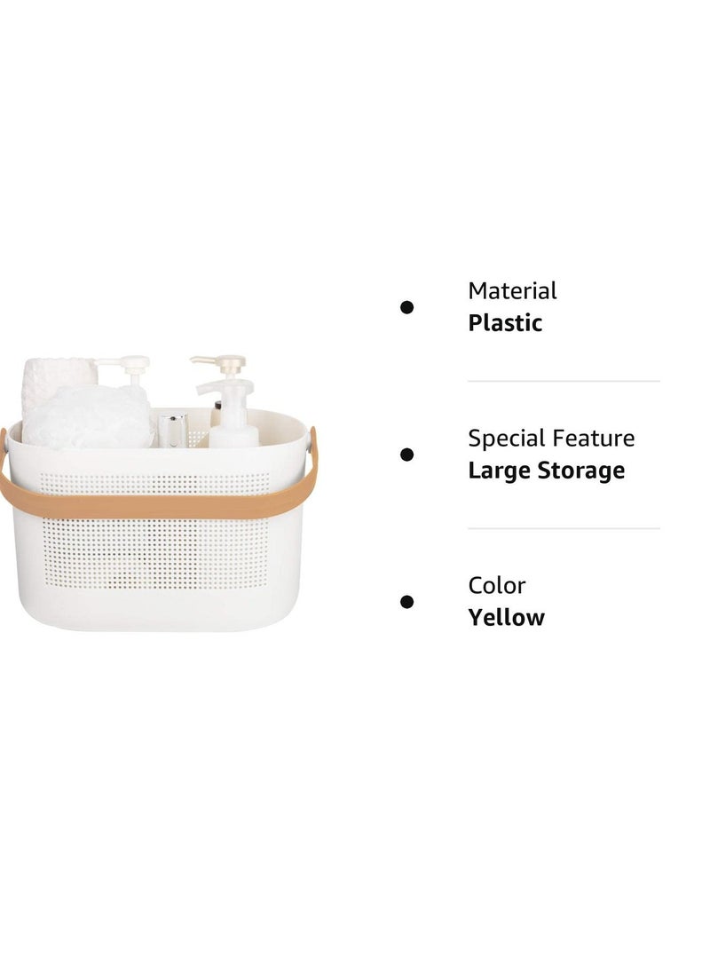 Excefore - Plastic Shower Caddy Basket with Handles, Portable Small Shower Caddy, Suitable for Bathroom, College Dorm, Kitchen, Bedroom (Yellow) - Image 1