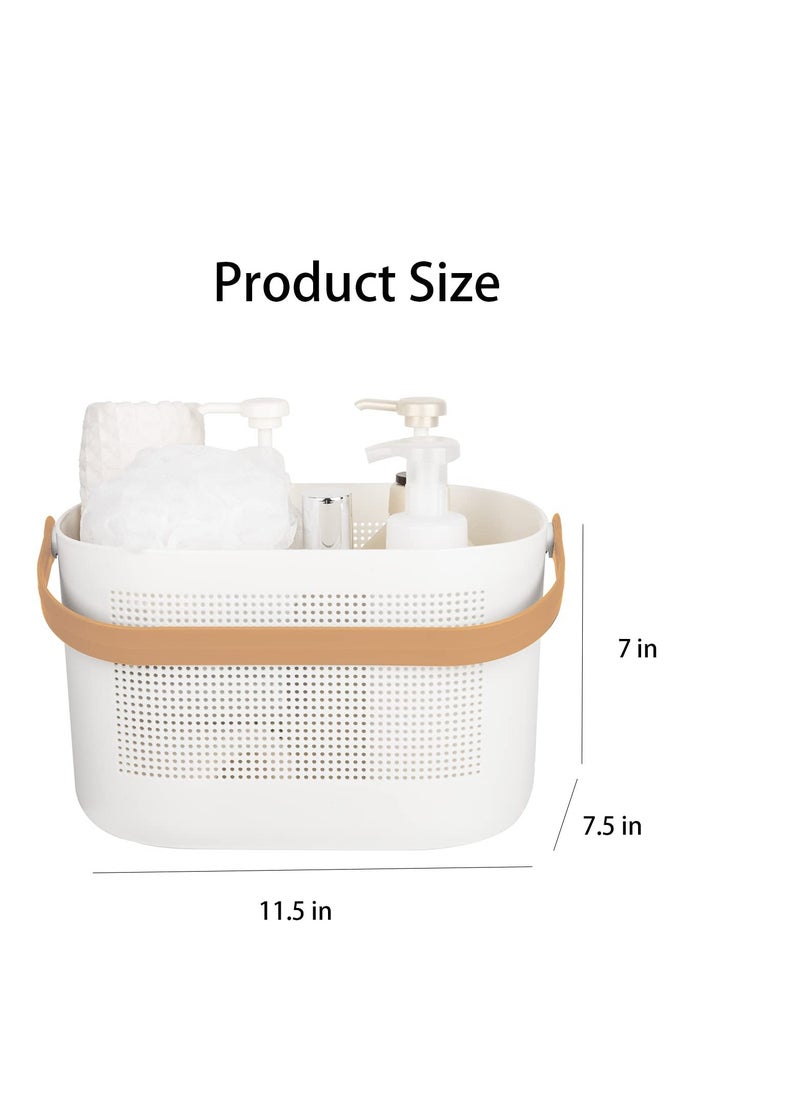 Excefore - Plastic Shower Caddy Basket with Handles, Portable Small Shower Caddy, Suitable for Bathroom, College Dorm, Kitchen, Bedroom (Yellow) - Image 1