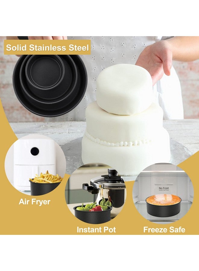 E-far E-far Nonstick Cake Pan Set of 3 (4/6/8 Inch), Deep Stainless Steel Round Cake Pans Tins for Baking Layer Wedding Cakes, Stainless Steel Core & Nontoxic Coating, Deep & Straight Side - Image 5