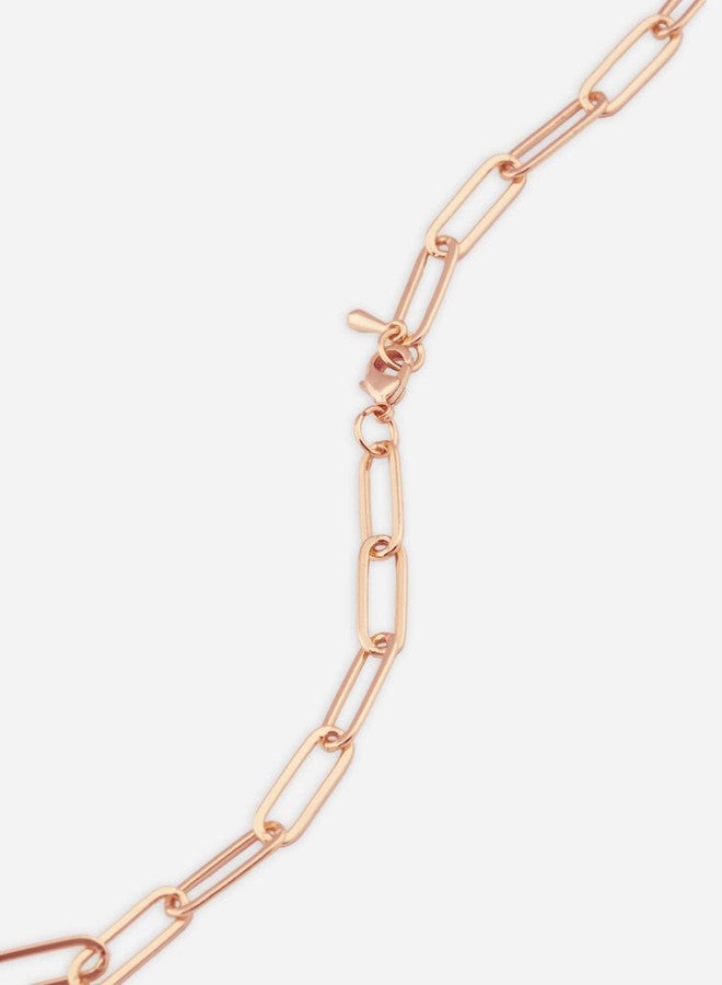 MINUTIAE Curb Style Extendable Brass Chain Necklace with Austrian Cubic Zirconia Diamond - Rose Gold | Skin Friendly and Unique Masterpiece Gift For Her/Girls/Women - Image 5