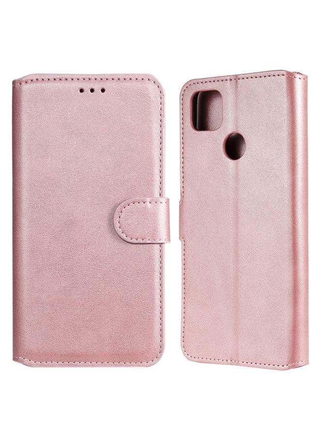 HuHa Case Cover For Xiaomi Redmi 9C Classic Calf Texture PU + TPU Horizontal Flip Leather Case, with Holder & Card Slots & Wallet Rose Gold 