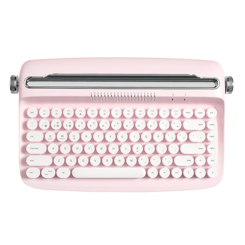 YUNZII ACTTO B303 Wireless Typewriter Keyboard Bluetooth Connection Cute Retro Aesthetic Design with Integrated Stand for Tablet Phone PC and WinMacAndroidB303 Baby Pink - Image 2