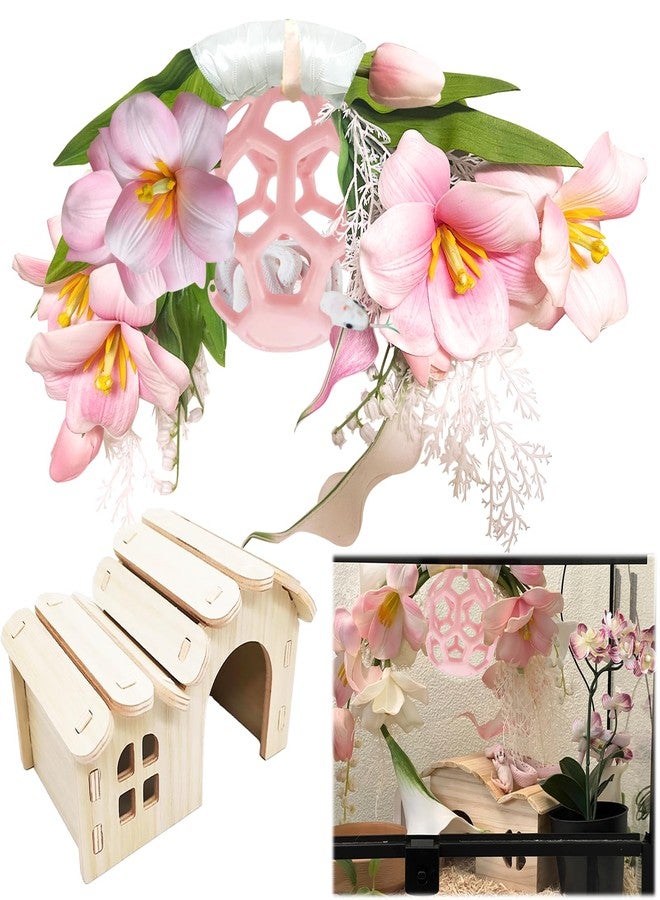 Delllala Reptile Hiding Branch &Ball Python - Enrichment Toys for Corn Snake,Tulip Artificial Bouquet Plant Artificial Decor for Snake Cage,Wood House for Leopard Gecko Habitat Lizard Chameleon Ball Pythons - Image 1