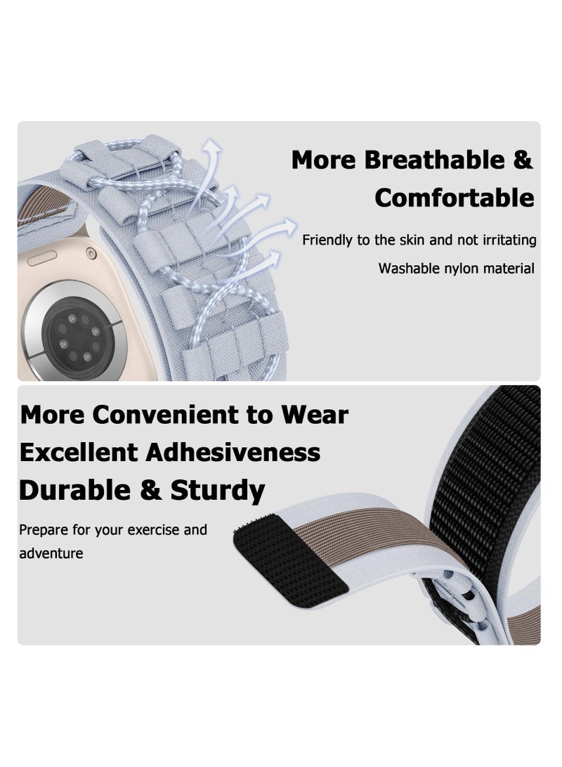 Durable Nylon Velcro Strap for Apple Watch Ultra 2 and Series 9/8/7/SE, Fits 49mm, 45mm, 44mm, 42mm, Stylish Grey Band for Men - Image 5