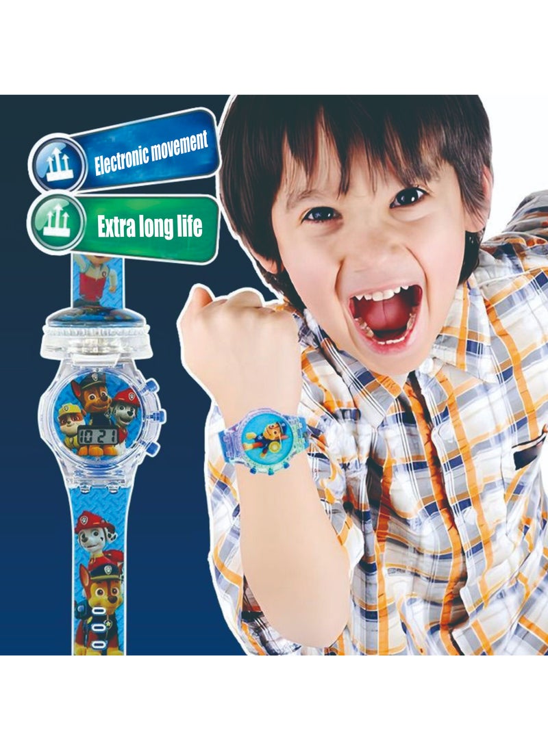 Sharpdo LED Cartoon Children's Watch Colorful Luminous Soft Silicone Band Electronic Watch Men's and Women's Luminous Children's Watch Rotating Top Music Children's Watch Paw Patrol Watch  - Image 3
