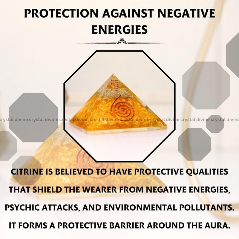 Crystal Divine Citrine Crystal Pyramid Vastu Orgone Showpieces Decor Items For Positive Energy Office Table Decorative Items 10 Cm Cm - Image 5