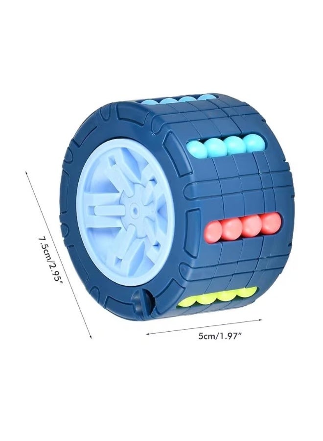 Goolsky [3D Cylinder Cube Toy] 3D Cylinder Cube Toy | Magical Bean Gyro Rotate Slide Puzzle Games Relieve Stress for Children Educational Toys | Blue - Image 4