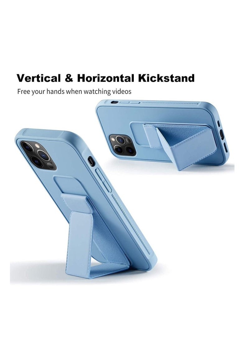 iPhone 13 pro Max 6.7" Case with Magnetic Stand & Holder, Premium Silicone Vertical & Horizontal Hand Strap and Grip and Multi Stand, Car Mount Kickstand Case Finger Strap Cover - Image 2