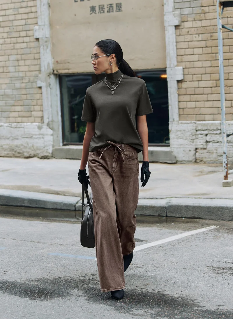 Lichi  Loose distressed jeans with waist ties for Women | Best Price UAE