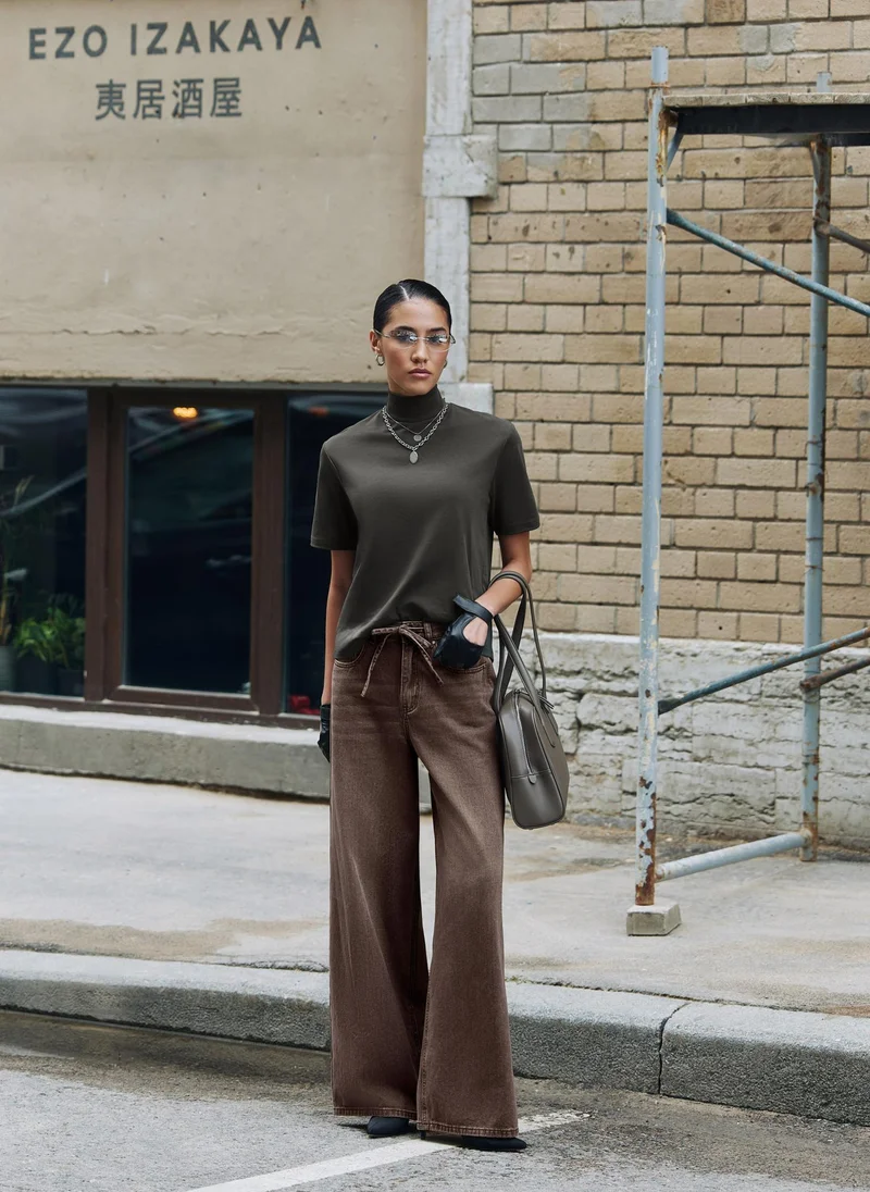 Lichi  Loose distressed jeans with waist ties for Women | Best Price UAE