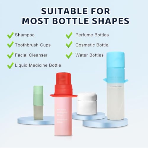 MAYCREATE® 4Pcs Travel Bottles Cover Cap Sleeves High Elastic Silicone Bottle Cover Leaking Proof Sleeves for Toiletries Travel Bottle Close-fit Cap - Image 2