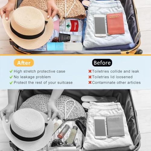 MAYCREATE® 4Pcs Travel Bottles Cover Cap Sleeves High Elastic Silicone Bottle Cover Leaking Proof Sleeves for Toiletries Travel Bottle Close-fit Cap - Image 4