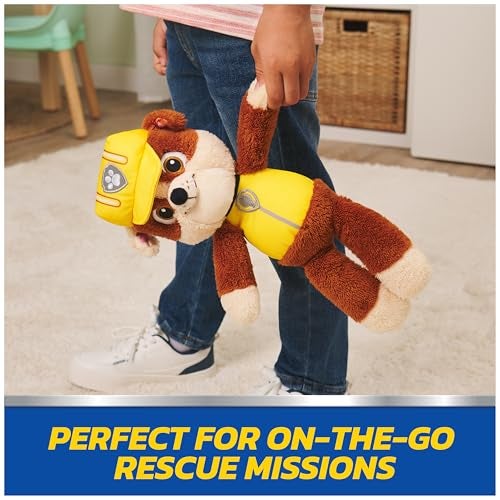 GUND PAW Patrol Official Rubble Take Along Buddy Plush Toy, Premium Stuffed Animal for Ages 1 & Up, Yellow/Brown, 13” - Image 5
