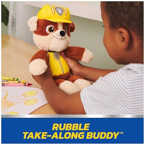 GUND PAW Patrol Official Rubble Take Along Buddy Plush Toy, Premium Stuffed Animal for Ages 1 & Up, Yellow/Brown, 13” - Image 2