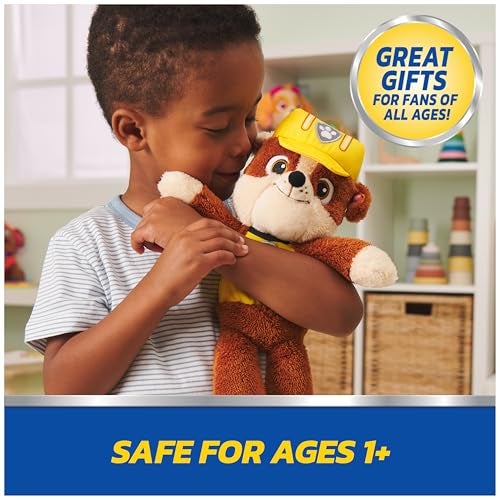GUND PAW Patrol Official Rubble Take Along Buddy Plush Toy, Premium Stuffed Animal for Ages 1 & Up, Yellow/Brown, 13” - Image 3