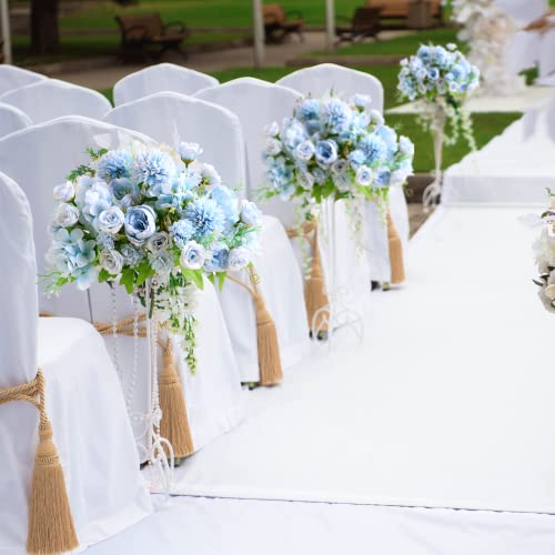 ASTRYAS Artificial Flowers, 2Pcs Blue Fake Peony Silk Peonies Faux Flowers Arrangements for Home Decor Wedding Party Christmas (Light Blue) - Image 5