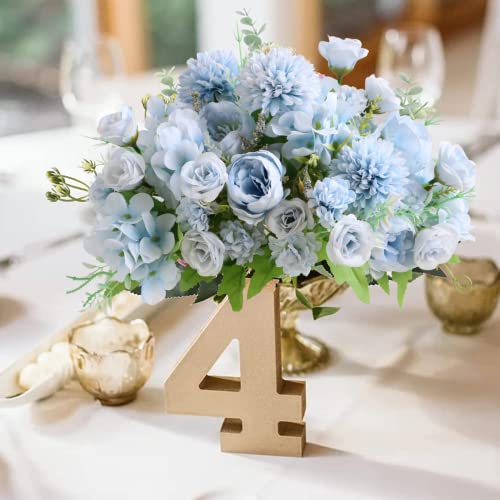 ASTRYAS Artificial Flowers, 2Pcs Blue Fake Peony Silk Peonies Faux Flowers Arrangements for Home Decor Wedding Party Christmas (Light Blue) - Image 2