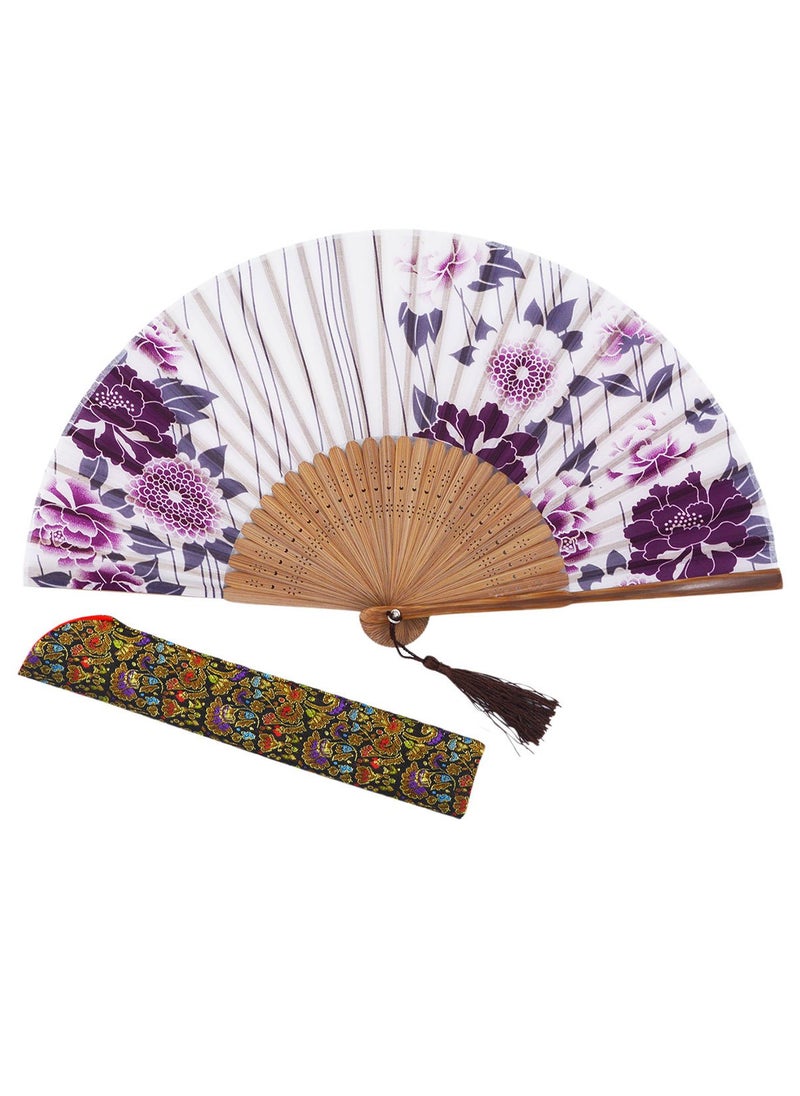 Amajiji Amajiji 82721cm Hand Held Bamboo Silk Folding Fan Hand FanChineseJapanese Charming Elegant Vintage Retro StyleWomen Ladys Girls Best Gifts LXHS1 