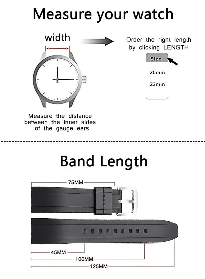 Quick Release Soft Silicone Watch Strap，Rubber Watch Bands Universal Replacement Band Strap for Men Women Black 20mm - Image 2