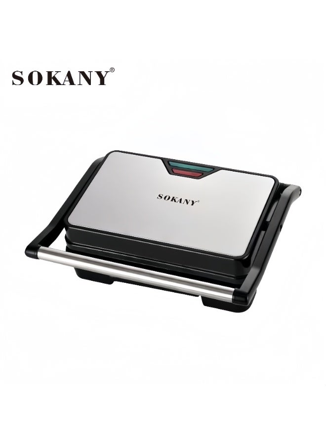 sokany Non-Stick Grill, Panini/Sandwich Grill, Steak Machine, 850 Watts, for Grilled Meat, Sausages, Hamburgers, Bread Sandwich SK-223 Black - Image 1