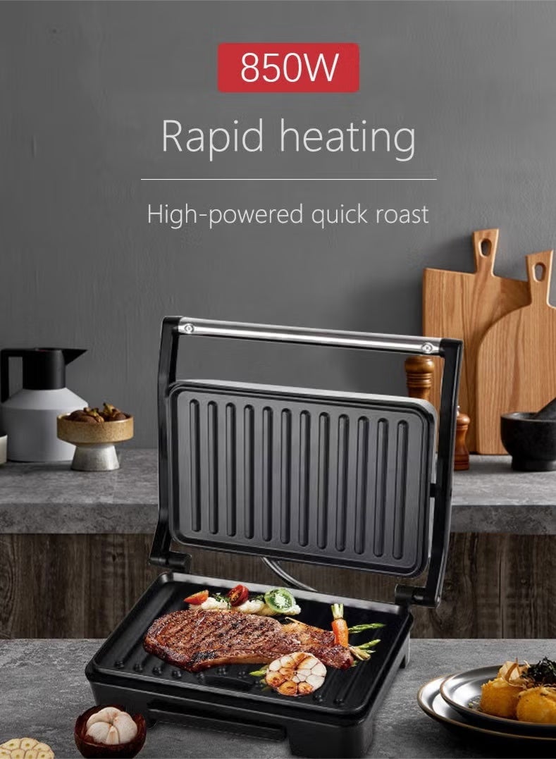 sokany Non-Stick Grill, Panini/Sandwich Grill, Steak Machine, 850 Watts, for Grilled Meat, Sausages, Hamburgers, Bread Sandwich SK-223 Black - Image 3