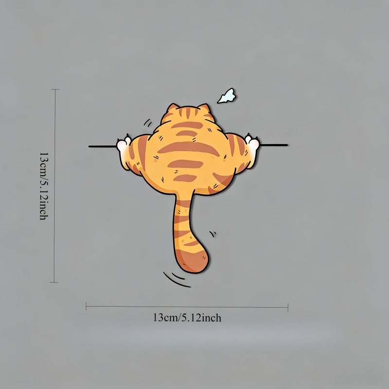 Fun Peeking Car Sticker 1 Piece Cover Scratches Unique Style Orange Cat Design - Image 2