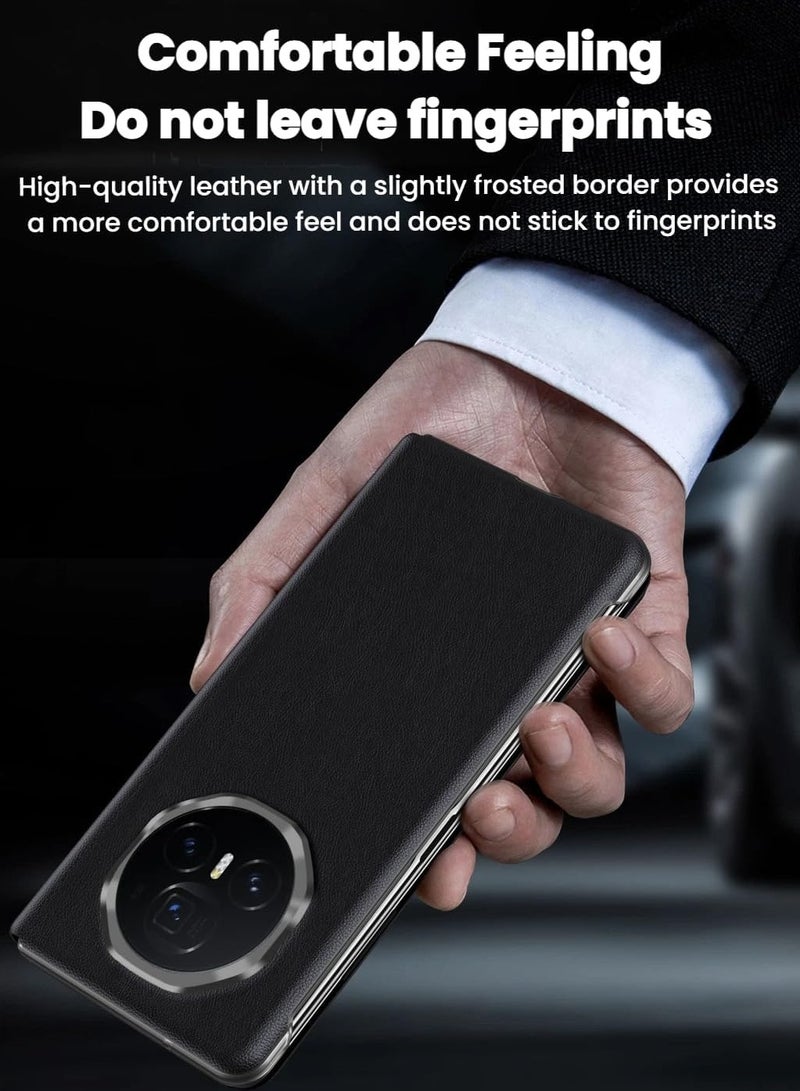 general Leather Case Compatible with Honor Magic V5 2025 Magnetic Flip Case Smart Window with Flip-Free Answering Slim Lightweight Anti-Drop Shockproof Protective Cover - Image 5