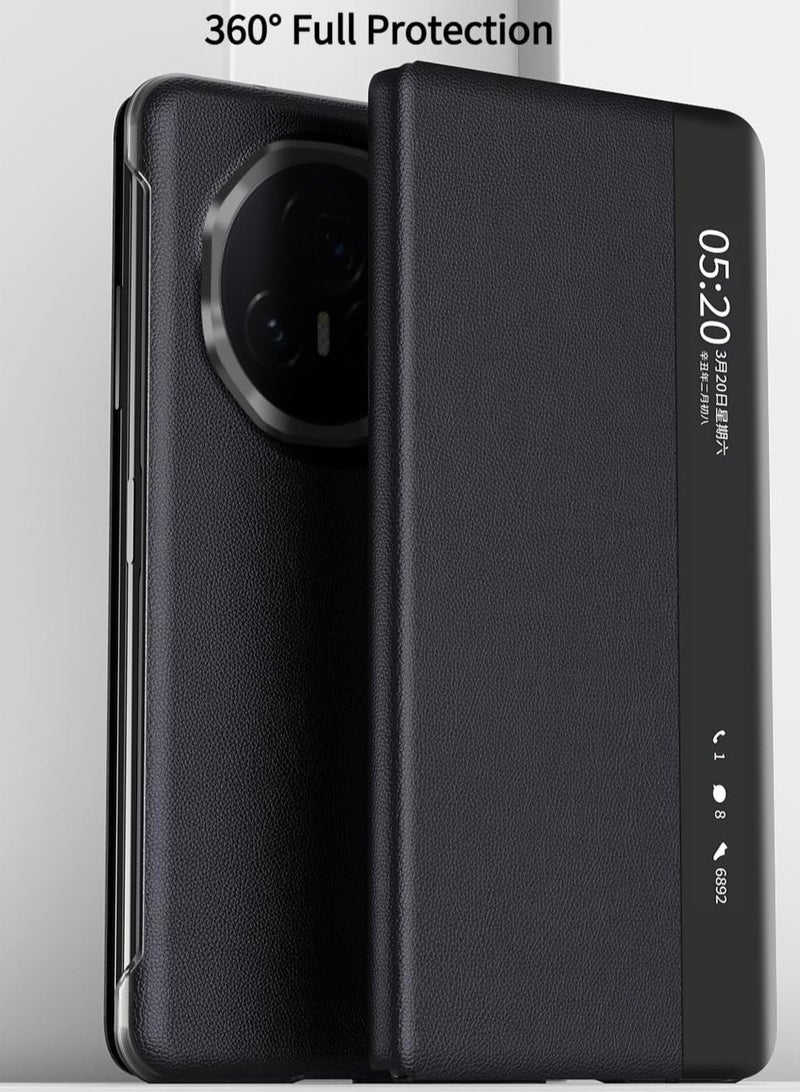 general Leather Case Compatible with Honor Magic V5 2025 Magnetic Flip Case Smart Window with Flip-Free Answering Slim Lightweight Anti-Drop Shockproof Protective Cover - Image 3