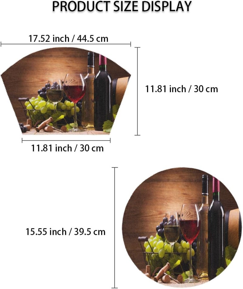 DXTKWL Wine Glass Grapes Placemats for Round Table Set of 4  Retro Wooden Wedge Place Mats With Centerpiece  Washable Heat Resistant for Indoor Kitchen Dining Decor - Image 3