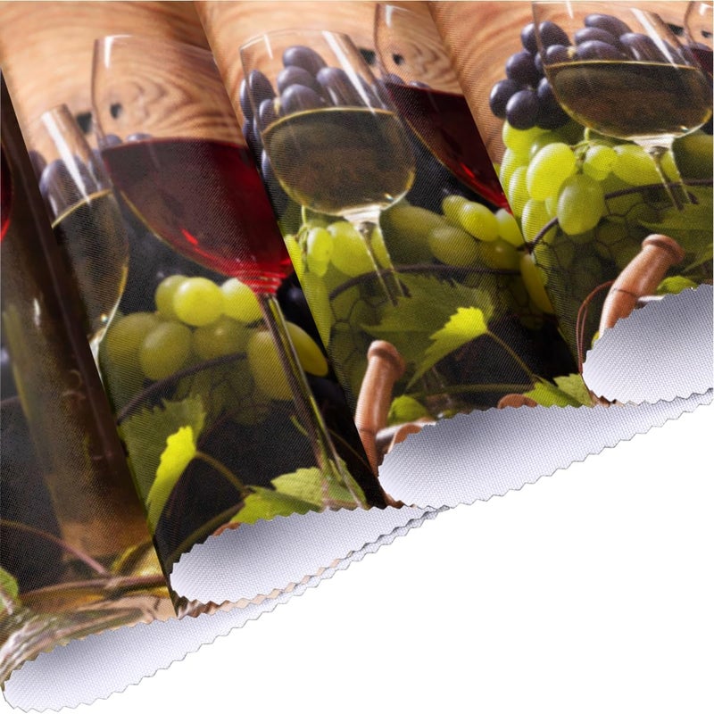 DXTKWL Wine Glass Grapes Placemats for Round Table Set of 4  Retro Wooden Wedge Place Mats With Centerpiece  Washable Heat Resistant for Indoor Kitchen Dining Decor - Image 4