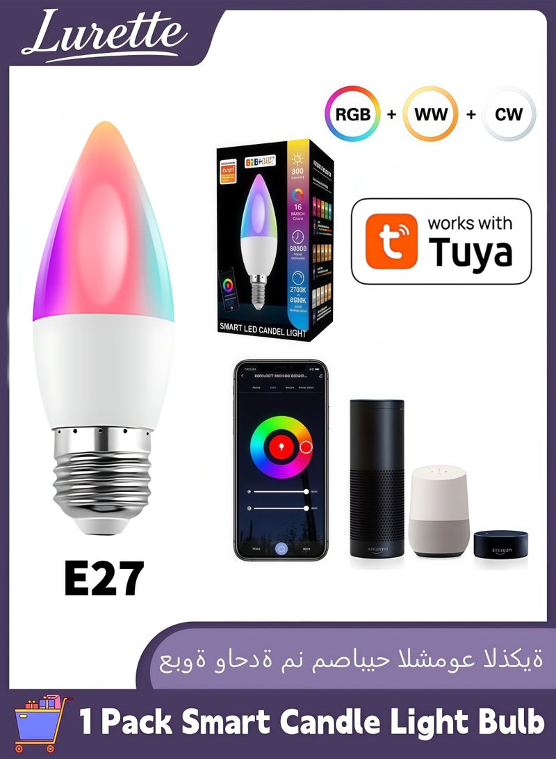 Lurette 9W E27 Base RGBCW Smart Bulb, Bluetooth Connection, Remote & Tuya App Control, 800LM Color Changing LED Bulb(1 Pack) - Image 1